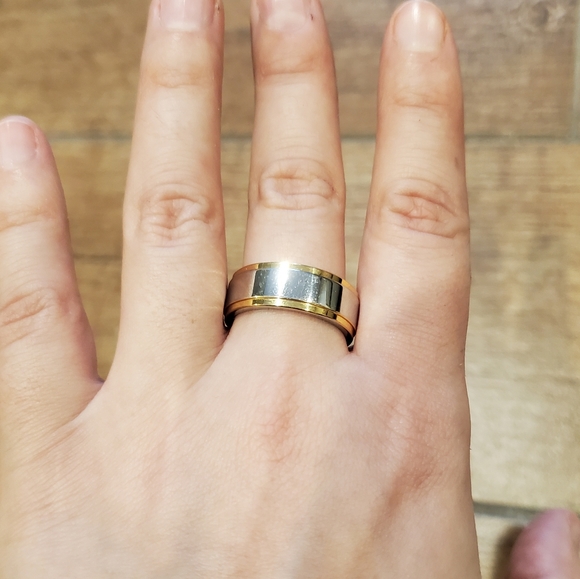 Vintage Stainless Steel Gold & Silver Wedding Band - Picture 9 of 13